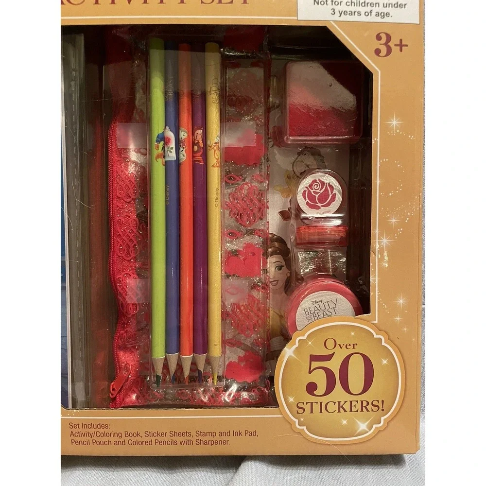 NEW Disney Drop Box Beauty & The Beast‎ 50 Piece Coloring & Activity Set